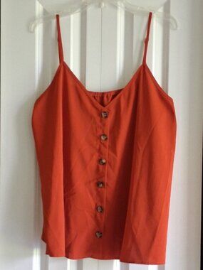 Shein Curve Orange Strappy Tank Style Blouse Women's Size 2XL